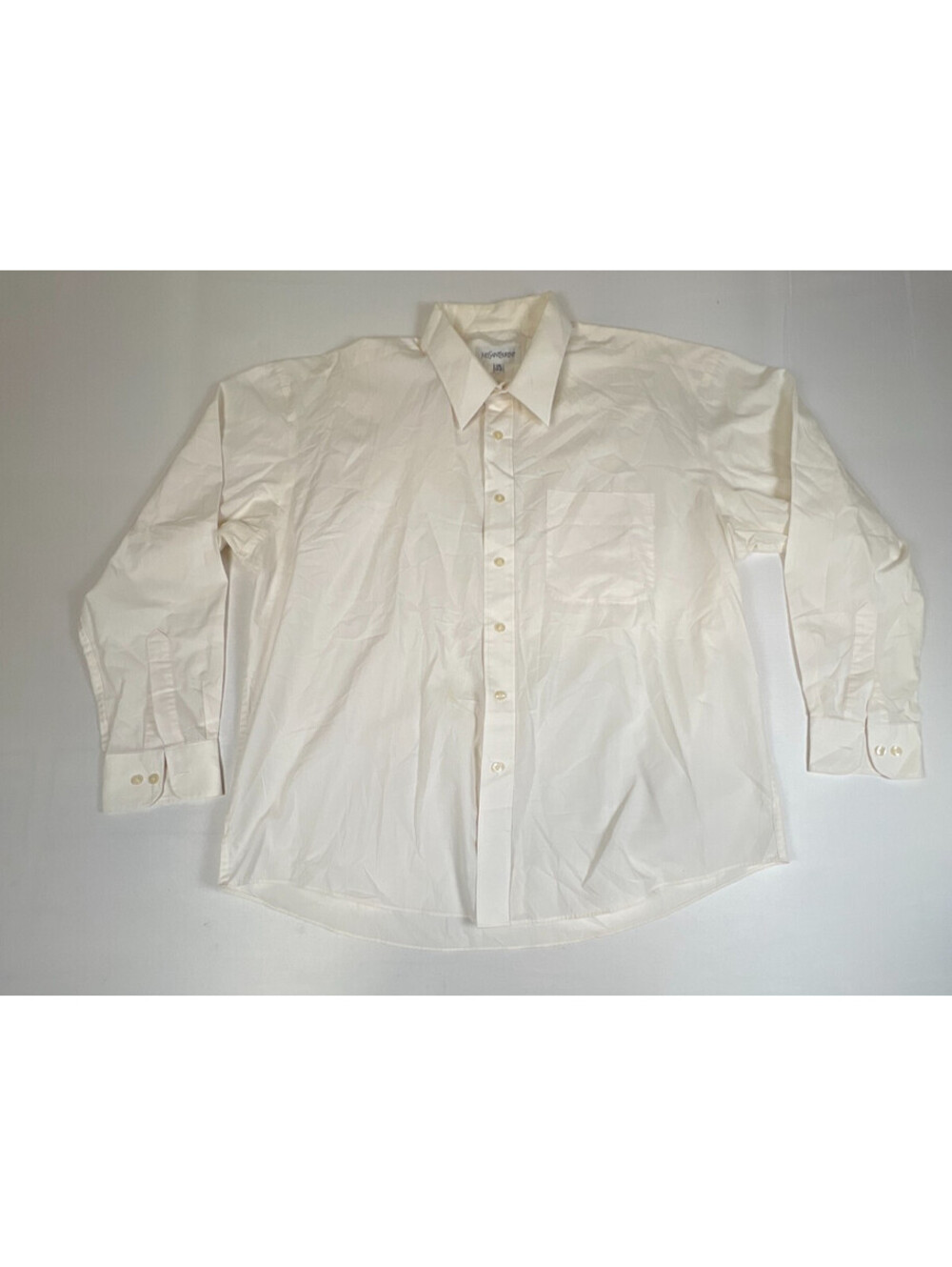 Vintage Yves Saint Laurent Mens 17.5 34-35 White Long Sleeve Button Down Shirt